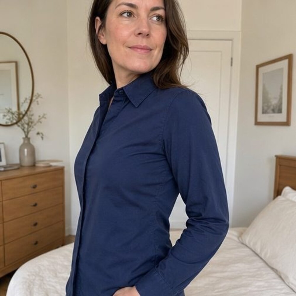 Teal Button Blouse - Picture 3 of 6